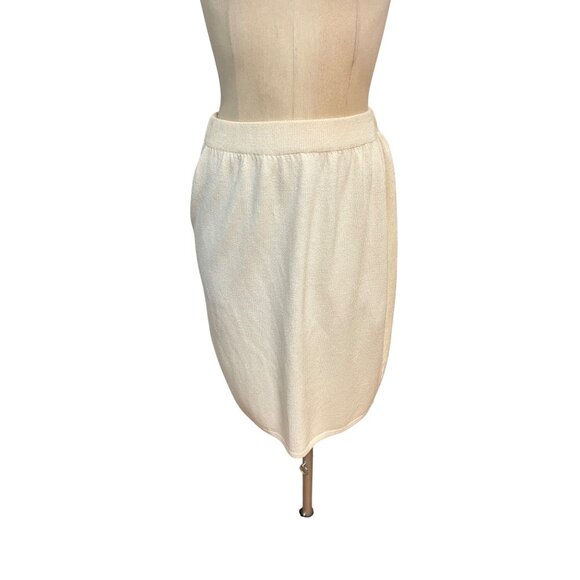 Vintage St John Basics Knit Cream Elastic Waist Skirt size 10 Fits size small - Picture 1 of 3
